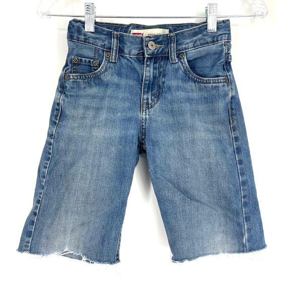 Levi's 550 Relaxed Cut Off Shorts Blue Boys Size 8 Bermuda Length - Picture 1 of 9